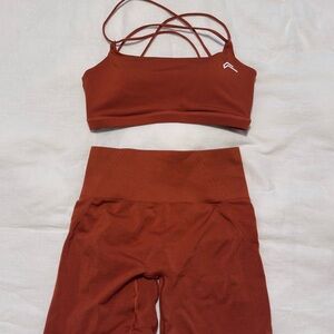 Rust Sports Bra and Shorts Set